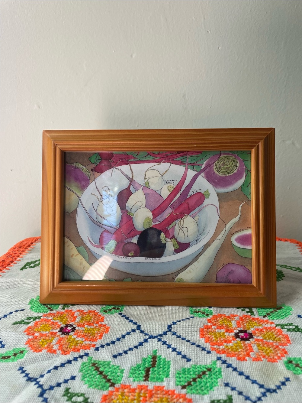 Radish Print in Vintage Frame 5”x7”